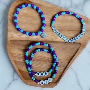 Suicide Awareness Beaded Bracelet - Suicide Prevention Support Semicolon Project Keep Going 988 Suicide Hotline Survivors of Suicide Loss