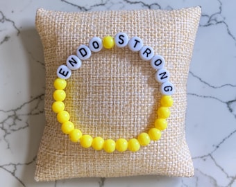 Endometriosis Awareness Bracelet • Endo Strong Bracelet • Yellow Beaded Spoonie Bracelet • Chronic Illness Warrior Gift