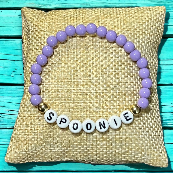Autoimmune Disease Awareness “Spoonie” Handcrafted Beaded Stretch Bracelet - Autoimmune Chronic Support Gift For Her Him Gift For Friend