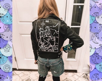 Custom Tarot Card Jacket  Leather, Suede, or Denim Jackets Western, Tropical, Floral Amy Theme You Want!