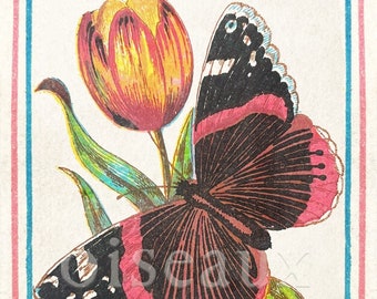 Butterfly & Tulip Bookplates - Personalized Ex Libris - Beautiful Mother's Day Present, Teacher, Hostess Gift, Easter Book Labels