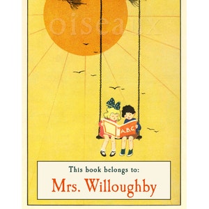 The Reading Swing Bookplates - Personalized Book Labels - Custom Teacher Gift, New Reader Present, Heritage Plates to Treasure