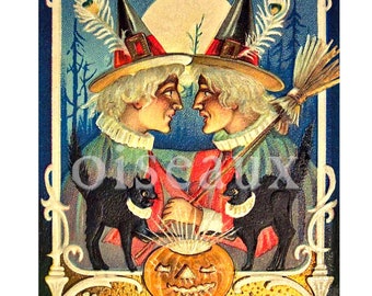 Vintage Witch Bookplates - Halloween Book Labels - Cool Personalized Gift, Ex Libris, Unique Spooky Book Plates