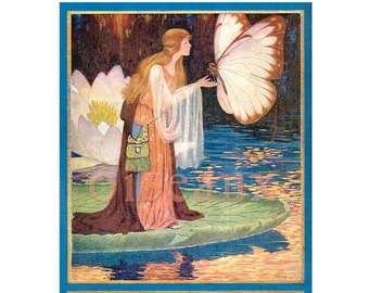 Lily Pond Fairy Bookplates - Lovely Personalized Book Labels - Unique Vintage Gift, Magical Waldorf Library, Ex Libris