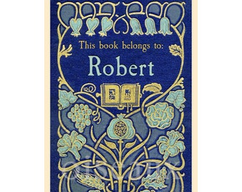 Library Garden Bookplates - Personalized Book Labels - Father's Day Present, Heritage Library, Gift for Him, Art Deco Ex Libris