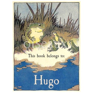 Vintage Frogs Bookplates - Personalized Book Labels - Unique Baby Shower Gift, Child&#39;s Birthday Present, Heritage Ex Libris
