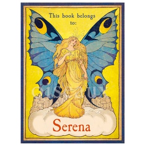 Butterfly Fairy Bookplates - Personalized Heritage Book Labels - Vintage Ex Libris, Waldorf Library, Magical Goddess Book Plates