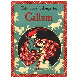 Ex libris Scottish Piper - Etichette di libri vintage personalizzate - Biblioteca del ragazzo, Stuffer di calze, Regalo unico per gli amanti dei libri
