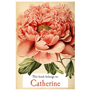 Vintage Peony Personalized Bookplates - Custom Book Labels, Stunning Mother's Day, Birthday, Ex Libris, Gardener Present