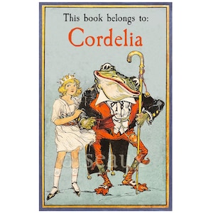 Princess & Frog Bookplates - Personalized Vintage Fairytale Book Plates - Adorable Custom Labels, Custom Ex Libris, Gift for Her