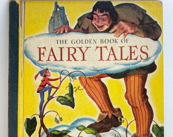 Vintage Fairy Tales - Rare "Blue Spine" Golden Book - Jack & the Beanstalk - 1943 Antique Library - Book Collector's Treasure