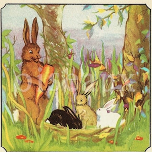 Bunnies Bookplates - Personalized Book Labels - Vintage Easter Basket, Heritage Ex Libris, New Baby, Gift from Grandparents to Child