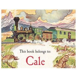 Vintage Train Bookplates - Custom Book Labels - Boy&#39;s Library, Old West, Heritage Ex Libris, Gorgeous Personalized Gift for Him
