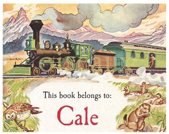 Vintage Train Bookplates - Custom Book Labels - Boy's Library, Old West, Heritage Ex Libris, Gorgeous Personalized Gift for Him