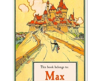 Castle Bookplates - Personalized Gift for Him - Set of 24 - Boy's Library, Baby Shower, Heritage Ex Libris