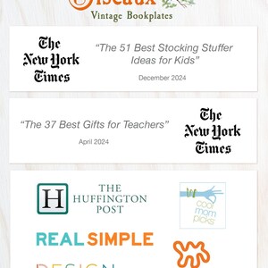 Santa's Workshop Bookplates - Personalized Ex Libris - Set of 24 - Stocking Stuffer, Vintage Christmas Library, Gift From Grandparents image 3