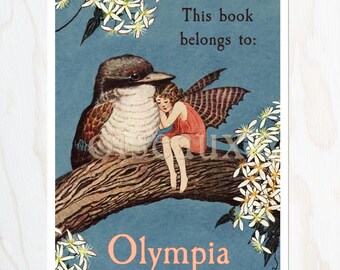 Fairy & Her Bird Bookplates - Personalized Ex Libris - Set of 24 - Heirloom Library, Gift for Her