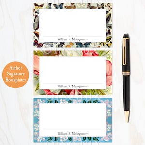 Author Bookplates - Space for Signature + Dedication - Personalized Book Labels - Poet, Novelist, Writer, Autograph Gift - Garden Designs