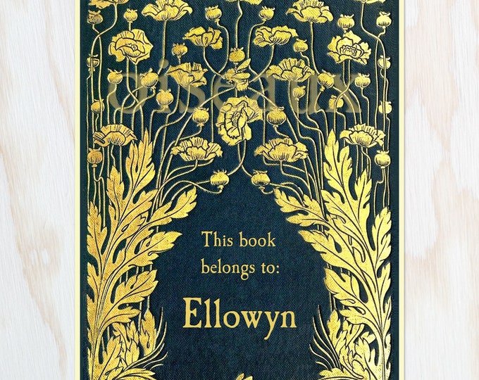 Golden Poppies Bookplates - Bestseller - Personalized Vintage Library Labels - Heritage Ex Libris, Art Deco, Bookworm Gift