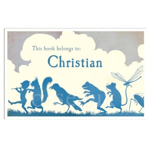 Elf Parade Bookplates - Personalized Vintage Fairy Book Labels - Brownie, Sprite, Unique Magical Baby Shower Gift, Waldorf Ex Libris