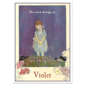 Twilight Flowers Bookplates - Personalized Book Labels - Charming Vintage Girl&#39;s Library, Mother&#39;s Day, Baby Shower, Custom Birthday Gift