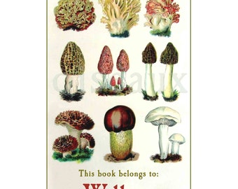 Vintage Bookplates - Mushrooms - Personalized Gift, Chef, Foodie, Teacher Present, Ex Libris