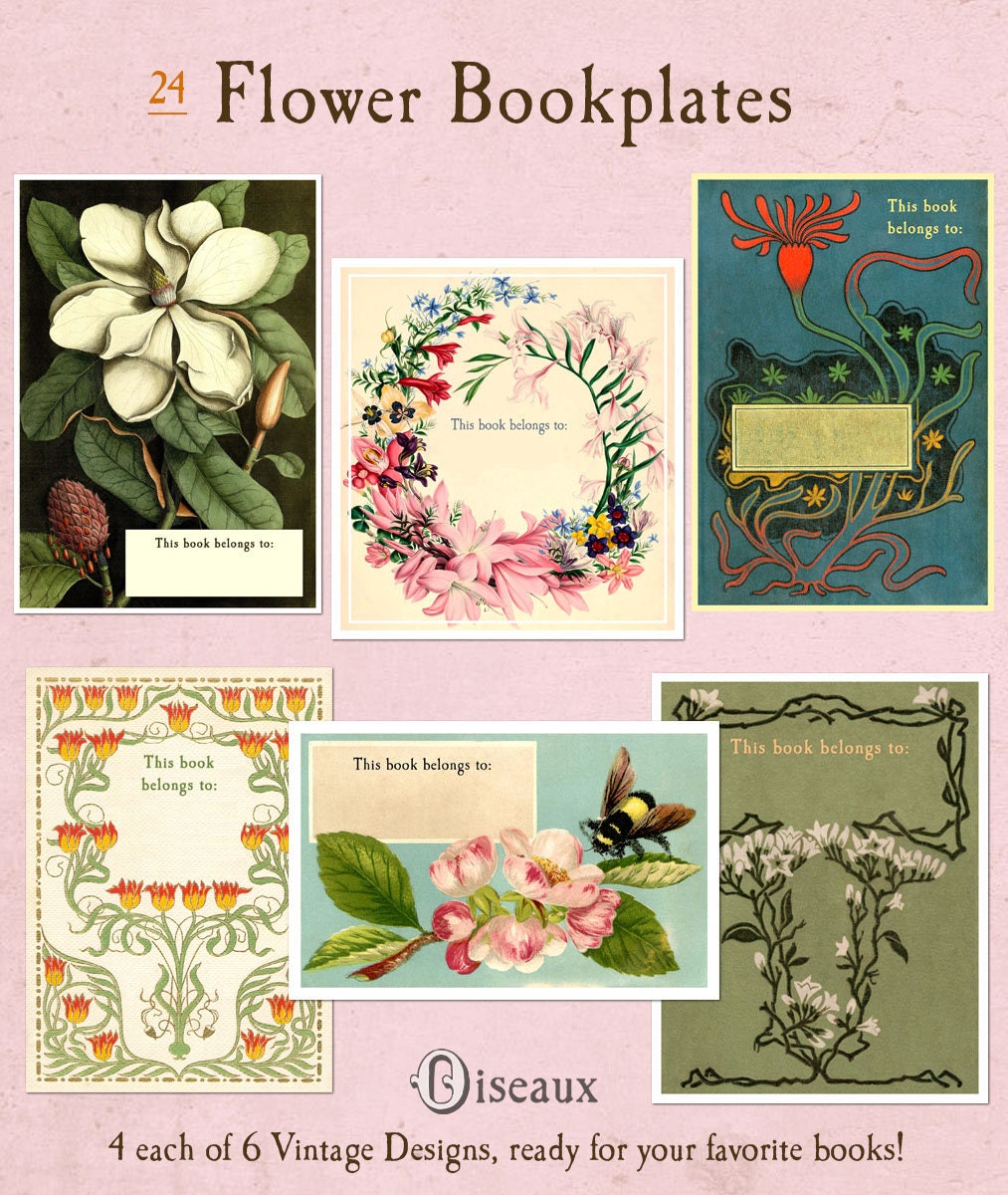 Assorted Blank Flower Bookplates Write In Your Name Mixed Etsy