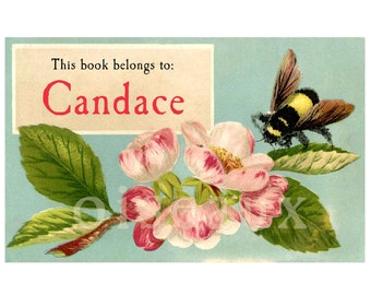 Vintage Bumble Bee Bookplates - Custom Book Labels - Ex Libris, Gorgeous + Unique Birthday Gift, Mother's Day