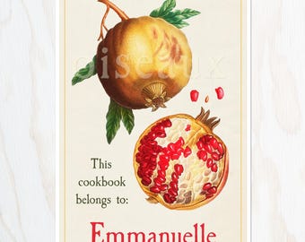 Ex libris a forma di melagrana - Set di 24 - Libreria di libri di cucina, regalo per chef