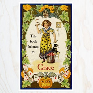 Fortune Teller Bookplates - Personalized Book Labels - Mystical Ex Libris, Halloween Library, Book Lover Gift