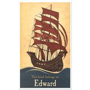 Vintage Boat Bookplates - Personalized Heritage Book Labels, Perfect Father&#39;s Day, Teacher Present, Vintage Library, Ex Libris, Gift for Him