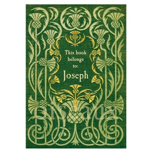 Thistle Bookplates - Personalized Vintage Ex Libris, Stocking Stuffer, Father&#39;s Day Gift, Scottish Heritage Book Labels, Gift for Him