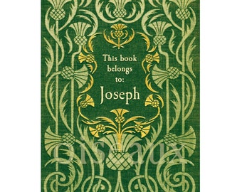 Thistle Bookplates - Personalized Vintage Ex Libris, Stocking Stuffer, Father's Day Gift, Scottish Heritage Book Labels, Gift for Him