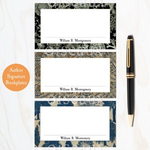 Author Bookplates - Space for Signature + Dedication - Personalized Book Labels - Poet, Novelist, Writer, Autograph Gift - Nature Designs