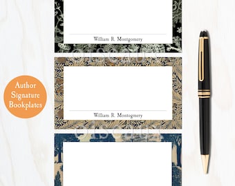 Author Bookplates - Space for Signature + Dedication - Personalized Book Labels - Poet, Novelist, Writer, Autograph Gift - Nature Designs