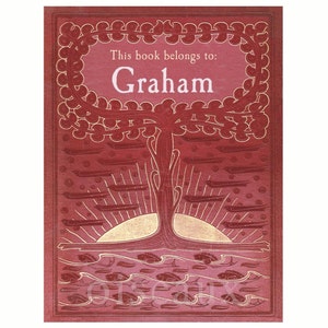 Vintage Red Tree Bookplates - Personalized Vintage Book Labels - Man&#39;s Library, Heritage Ex Libris, Gorgeous Gift for Him