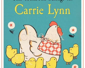 Chicken Bookplates - Personalized Cookbook or Book Labels - Set of 24 - Spring, Kitchen Ex Libris