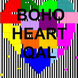 ボヘミアン ハート キルト パターン アダプテーション *QUILT ALONG* ブックレット - ペーパー ピース ブロック - 全 13 セクション。