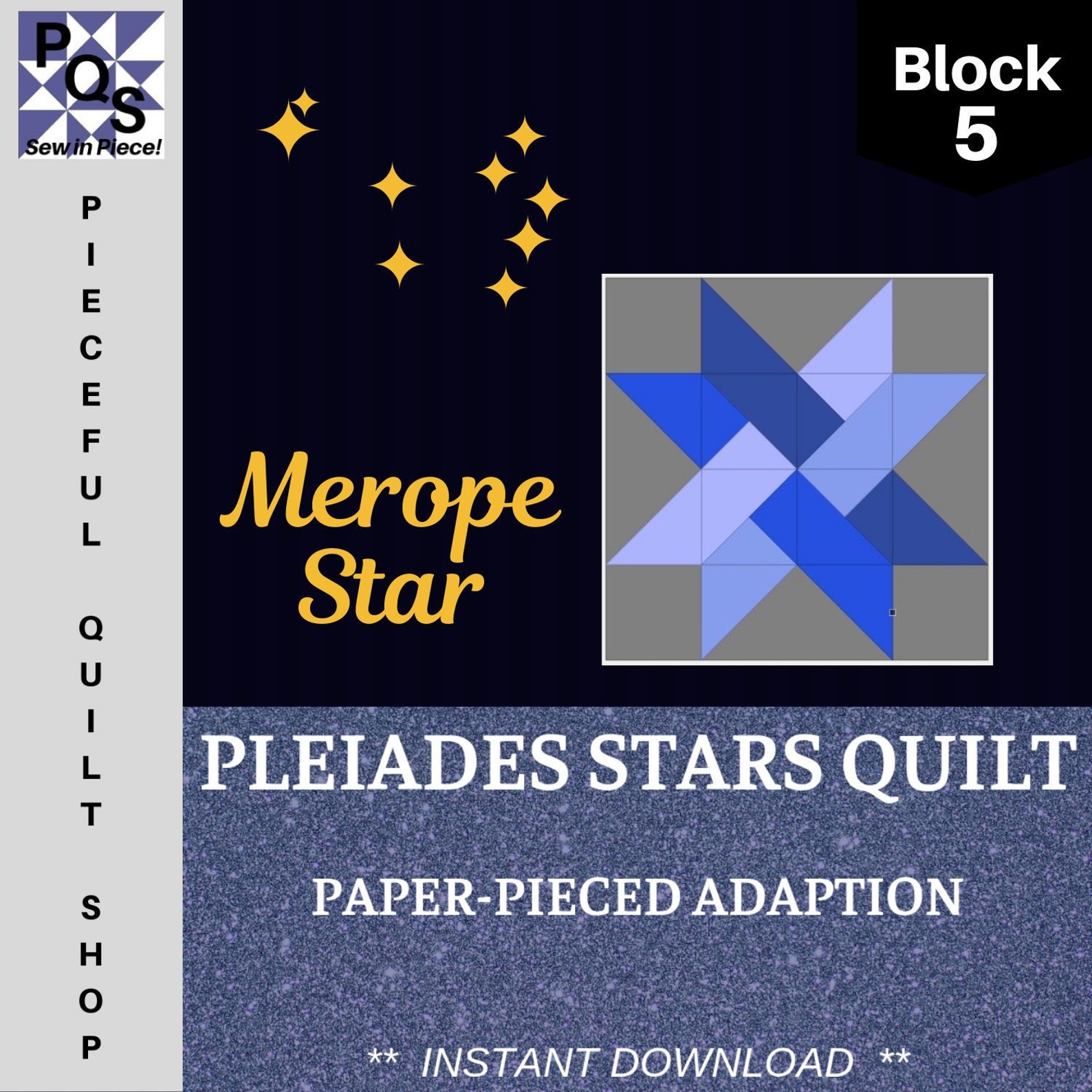 Merope Star Block Pleiades Quilt Pattern Adaption Paper Pieced Blocks