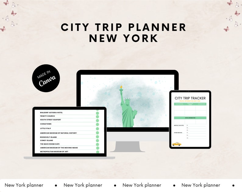 EDITABLE Travel Planner, New York City Trip Planner, Canva Template ...