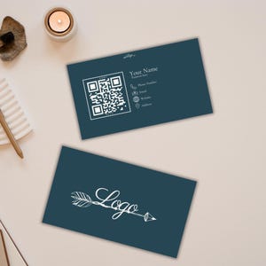Netwerkkaart Afdrukbare zakelijke sjabloon met qr-code Canva bewerkbaar luxe visitekaartjeontwerp