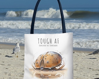 Draagtas hoefijzerkrab, strandboodschappentas, cadeau zeedierenliefhebber