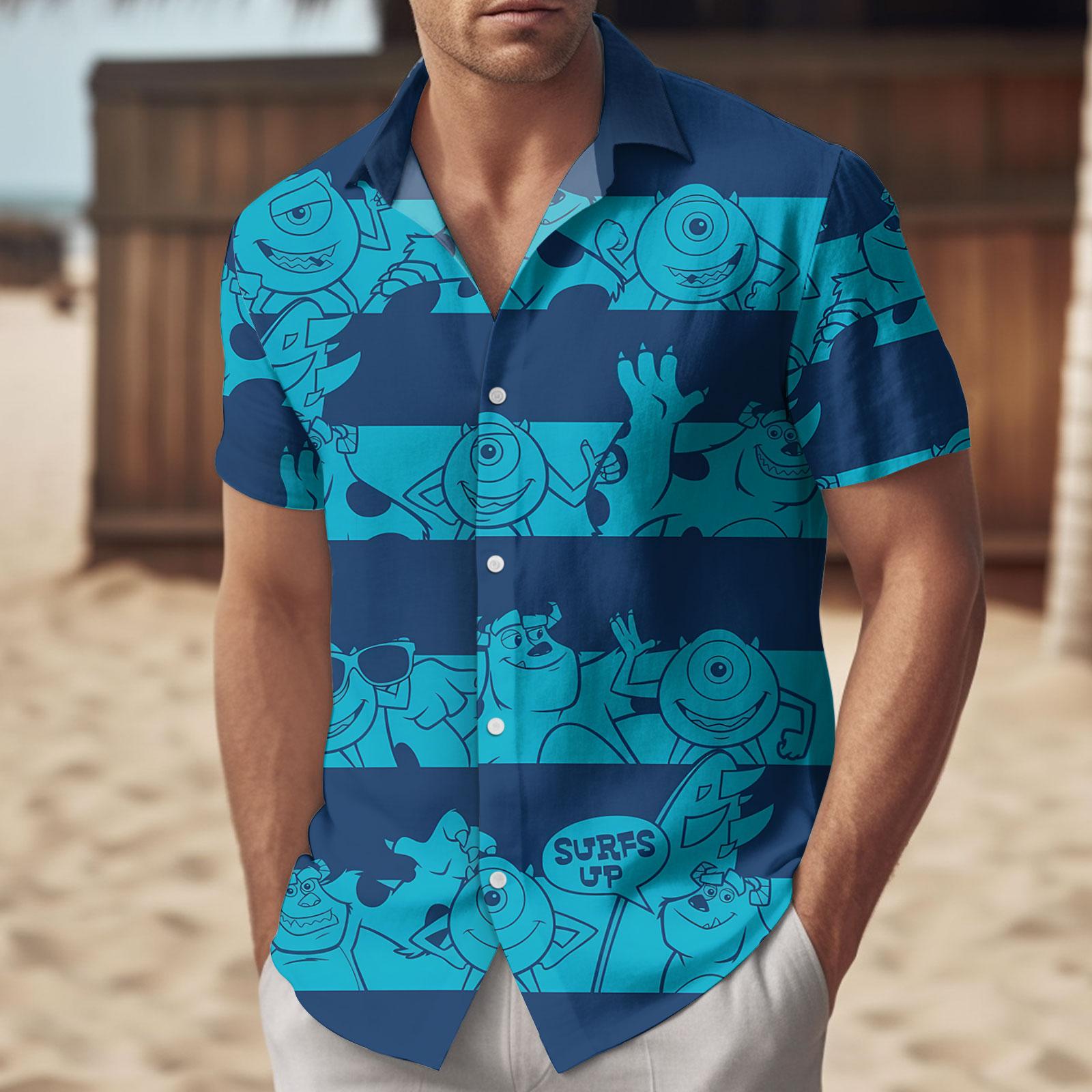 Discover Monsters Inc Aloha Summer Button Shirt for Men – Mike and Sulley Disney Hawaiian Short