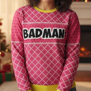 Badman Ugly Christmas Sweater, Funny Ugly Xmas Sweater, Badman Design Sweater, Christmas Gift For Men Women, Holiday Sweater Gift