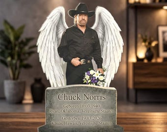 Rest In Peace Chuck Norris Acrylic Plaque, Memorial Angel Wing Photo Gift, Legend Martial Arts Tribute, Custom Home Decor Fan Keepsake
