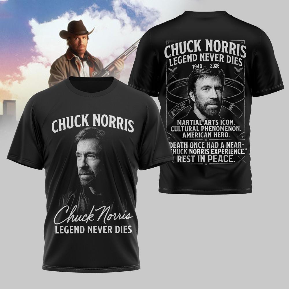 Discover Chuck Norris Legend Never Dies Classic Tribute 3D Shirt, Rest In Peace Chuck Norris Gift For Fan