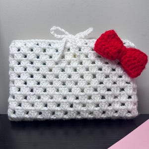 Hello Kitty Inspired Book Sleeve with Red Bow and Tie Closure