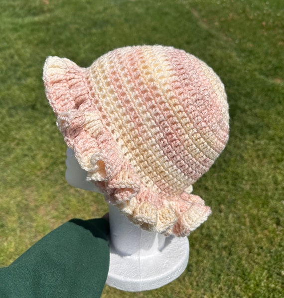 Pink and Cream Crochet Hat Free Crochet Beanie Pattern - Berries n main image 4