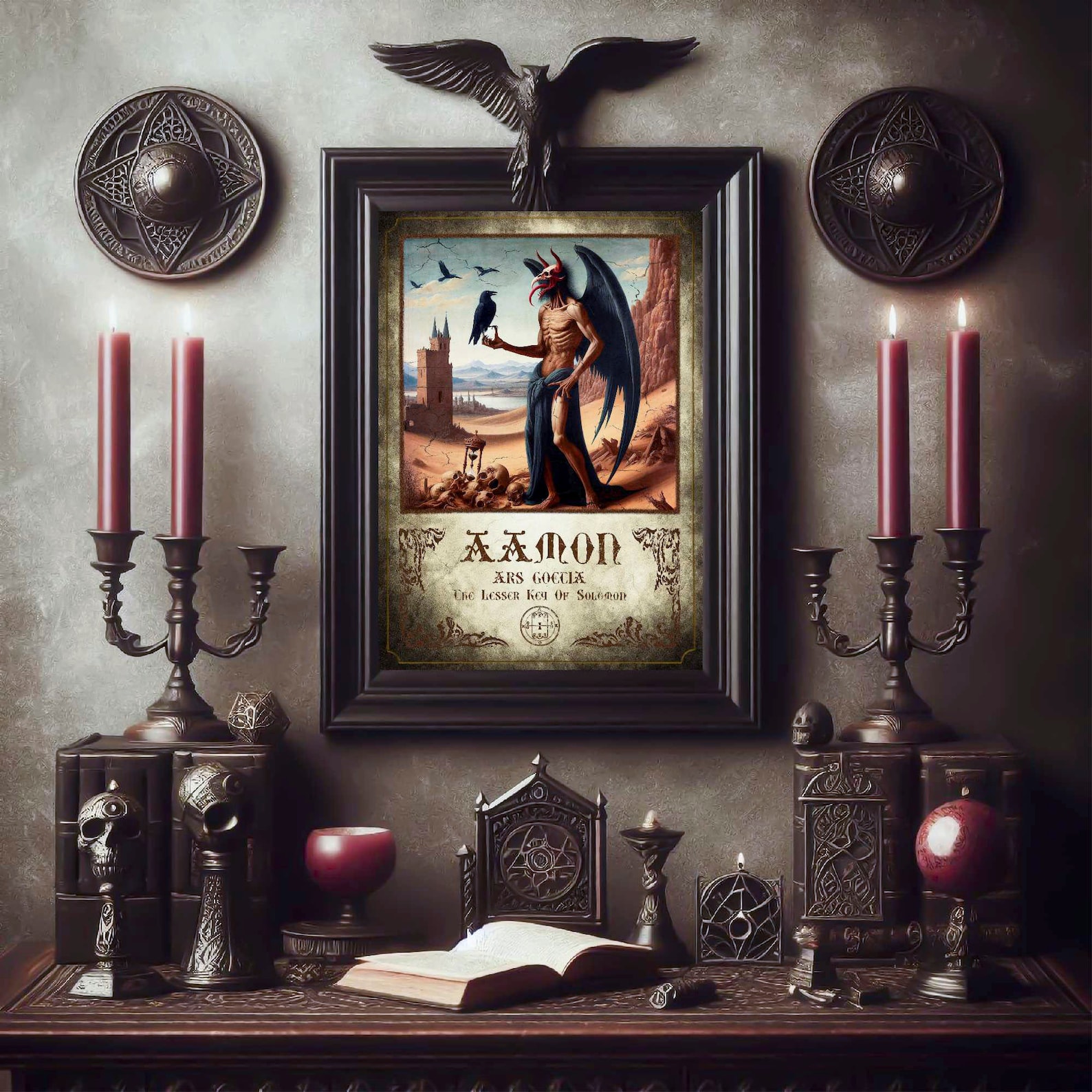 Aamon Demon Printable Dark Art Ars Goetia Grimoire. Seals Description ...