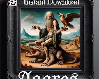 Agares Demon Dark Art imprimable Ars Goetia Grimoire. Description des sceaux pages pdf invocation de la conjuration. Démonologie Mithologie antique occulte